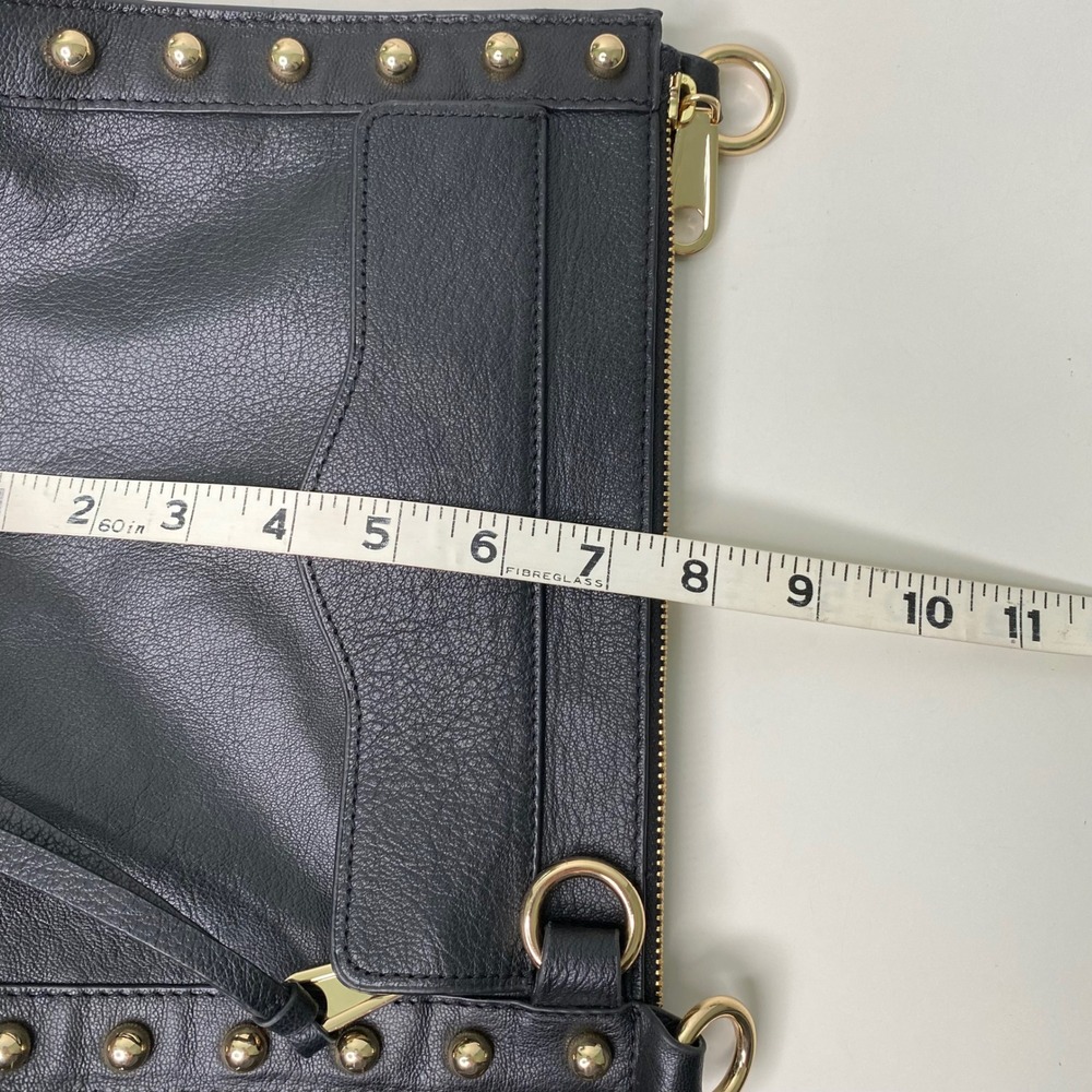 Rebecca Minkoff M.A.B. Black Leather Studded Flap Crossbody Chain Shoulder Bag - Picture 10 of 11